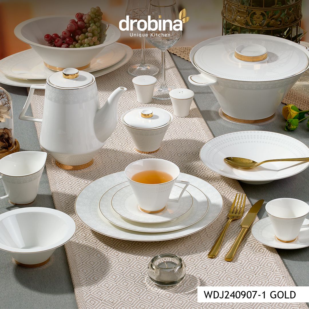 Wdj240907-1 Gold _ طقم سفرة دروبينا چي چي – Bone Pearl – ٦٠ قطعة