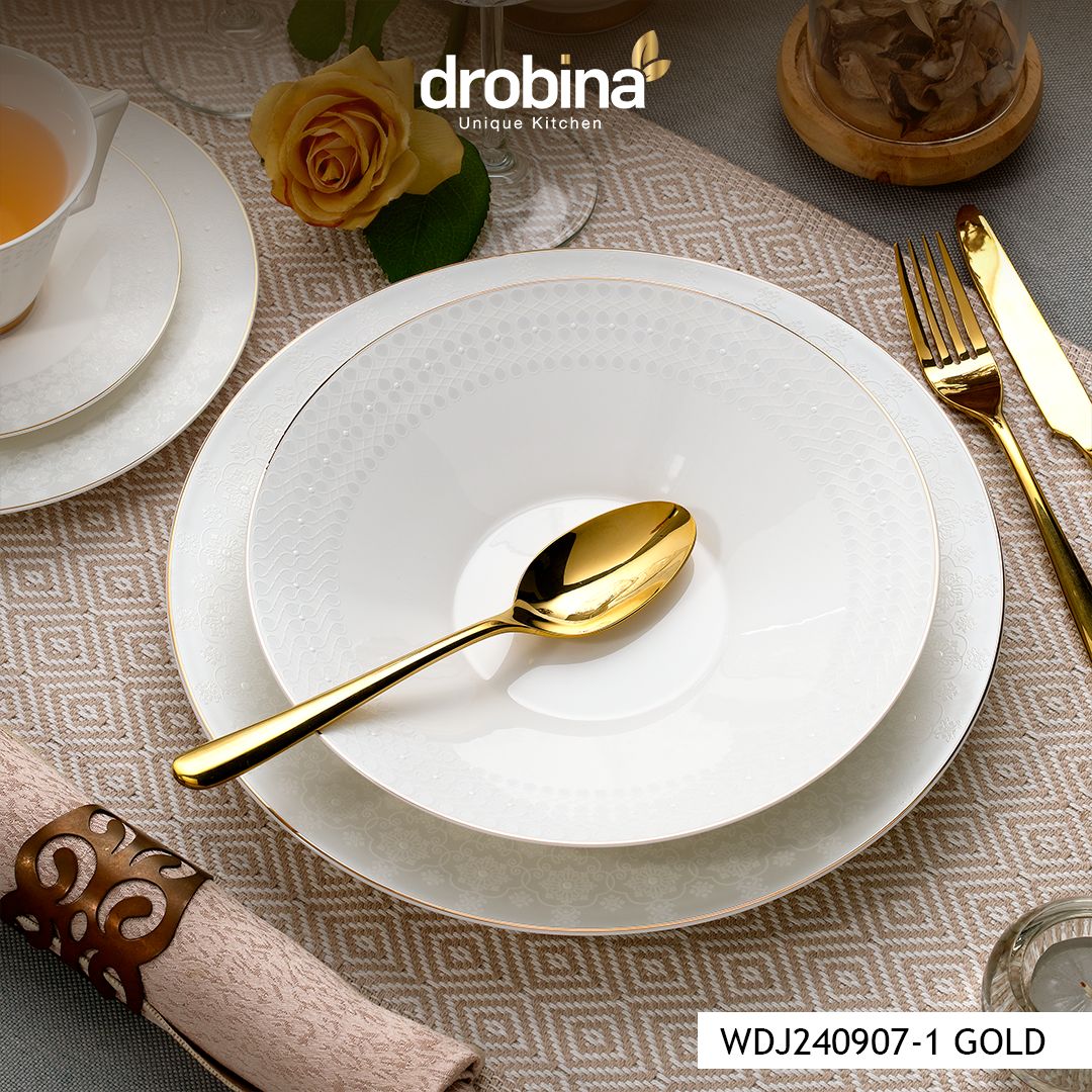 Wdj240907-1 Gold _ طقم سفرة دروبينا چي چي – Bone Pearl – ٦٠ قطعة