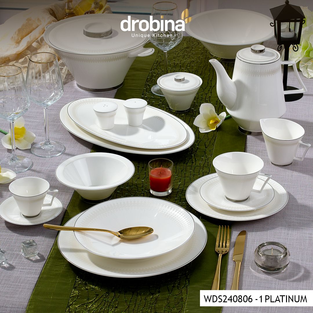 Wds240806-1 platinum _ طقم سفرة دروبينا چي چي – Bone Pearl – ٦٠ قطعة