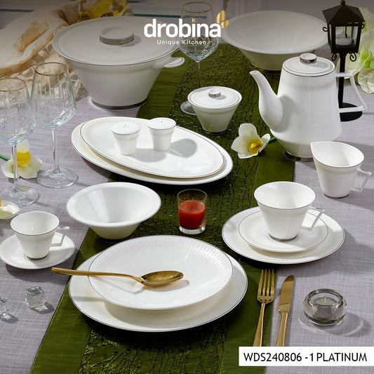 Wds240806-1 platinum _ طقم سفرة دروبينا چي چي – Bone Pearl – ٦٠ قطعة