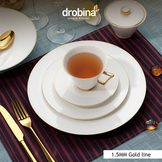 1.50 mm Gold Line _ طقم سفرة دروبينا چي چي – Bone Pearl – ٦٠ قطعة