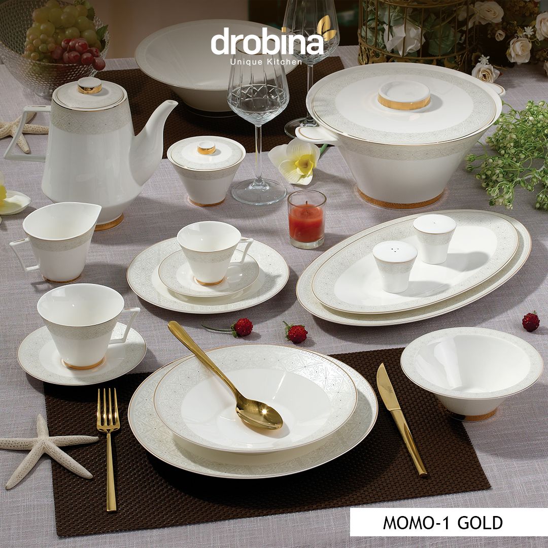 Momo 1 Gold  _ طقم سفرة دروبينا چي چي – Bone Pearl – ٦٠ قطعة