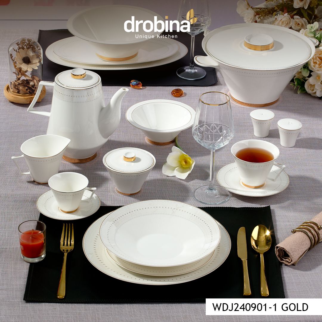 Wdj240901-1 Gold _ طقم سفرة دروبينا چي چي – Bone Pearl – ٦٠ قطعة
